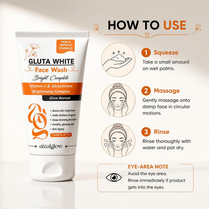 Aizal Glow Gluta White Face Wash | Vitamin C & Glutathione Face Wash