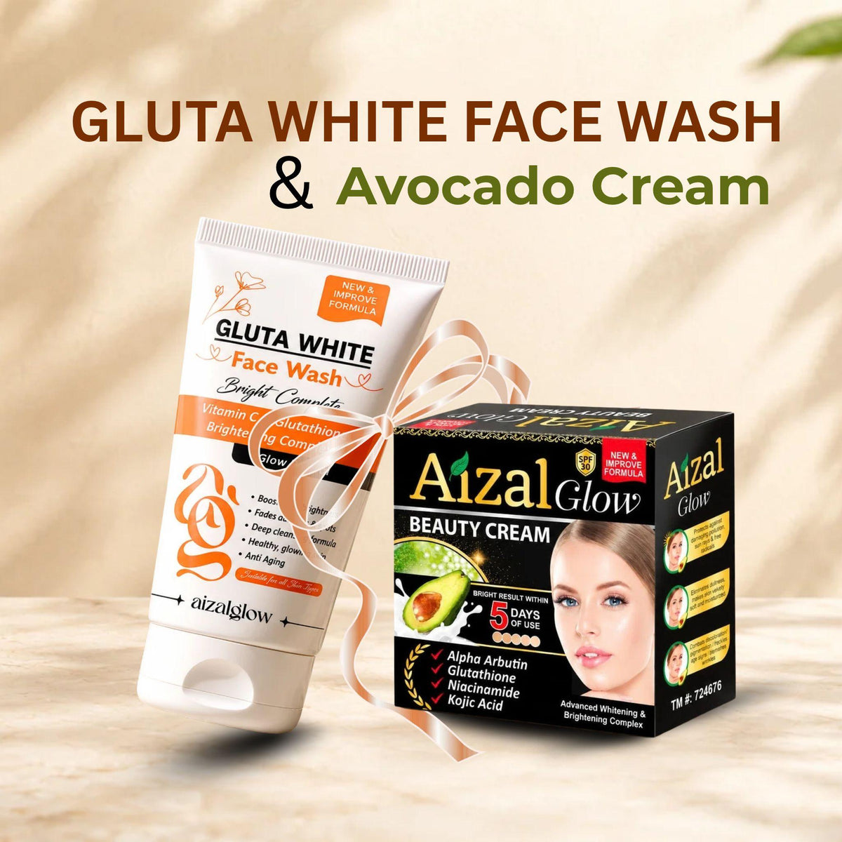Aizal Glow Gluta White Face Wash + Avocado Beauty Cream